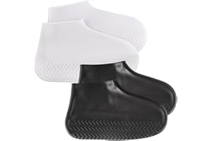 RobLuX 2 Paar Silikon-üBerschuhe,Wasserdichte Silikon-üBerschuhe,Wiederverwendbare Wasserdichte üBerschuhe,Regen-SchuhüBerzieher für Regen,Schnee,Wüstenstrand,Größe L (Schwarz/Weiß)