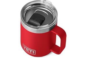 YETI Rambler Mug, Vacuum Insulated Stainless Steel Stackable Mug with Magslider Lid, Rescue Red, 10 oz (296 ml)