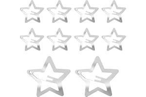 Diffaxy Pack of 10 Star Hair Clips, Silver Non-Slip Hair Clips with Hollowed Stars, Cute Y2K Hair Accessories, Hair Pins with Spinlock Closure for Children, Girls and Women