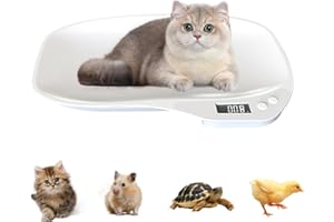 CARSEATTY Bilancia per animali di piccola taglia, peso massimo 15 kg (± 1 gram) LCD digitale per gatti con 4 modalità di pesatura (oz/ml/lb'oz/g) per gatti piccoli, cani, piccoli animali domestici, cucina, cibo