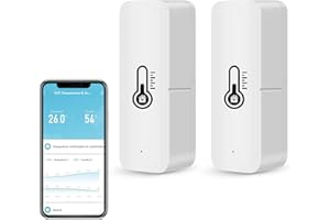 MOLCZOV WiFi Thermometer Hygrometer Innen, Mini Thermometer Raumthermometer mit App Fernbedienung, Temperatur Luftfeuchtigkeitmessgerät mit Datenspeicherung für Gewächshaus, Kompatibel Alexa Google Home 2PCS