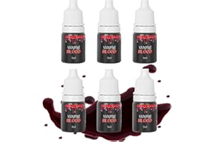 KATILUXIYA Fake Blood Washable, 6pcs Realistic Drips Sticky Fake Blood, Professional Washable Stage Blood, Fake Blood Makeup Kit for Halloween, SFX Makeup, Cosplay Party, Stage, Horror Film (6Pcs)