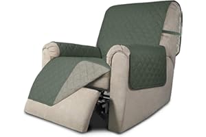 Greatime Sofaschoner, Sofa Schutz Abdeckung, Schonbezug, Sofaüberwurf, Sofabezug, Rutschfes，Reversible Gesteppte, Pet, Haustier Abdeckung, Kinder, Katzen, Hunde（Fernsehsessel，Graugrün/Beige）