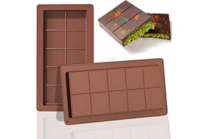 GUBOOM Lot de 2 Moules à Chocolat en Silicone, Moules Profonds Anti-Adhésifs pour Tablettes de Chocolat, Fondant et Gelée, Sans BPA