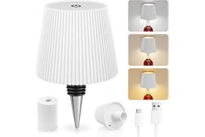 BLAKAPOO Lampada A Bottiglia Senza Fili, 3 Modalità Regolabili Di Temperatura Colore, Touch, Grado Di Protezione IP54, Ricarica Wireless USB, Lampada Tavolo Per Ristoranti, Camera Da Letto, Giardino (Bianco)