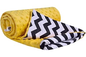 Kocyk dziecięcy 75x100cm Medi Partners Dwustronny Wielofunkcyjny Do wózków Minky Miękki Przytulny 100% Bawełna (Zygzak żółty)