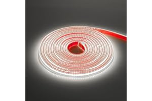 KISUFU Tira de LED COB 220V, Alto brillo 288 LED/m Tira de LED Tener Pegamento de doble cara COB IP65 Impermeable Strip Light para Dormitorio, Bar, hotel, Fiesta de Navidad, cocina,1M,blanca