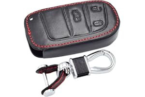 Happyit cuoio auto chiave guscio cover per Jeep Renegade 2014 2015 Grand Cherokee Chrysler 300 C Fiat 3 pulsanti telecomando