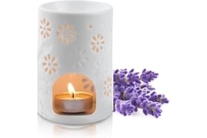 MEIYAXINWIN Lampada di Fragranza Diffusore di Cera Profumata, Bruciatore di Oli Essenziali Aroma Lamp Porcellana Portacandele Decorazione Brucia Essenze Ceramica Diffusore Oli Essenziali per Casa Camera 8×8×12cm