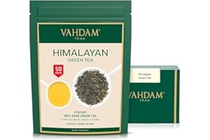 VAHDAM, Himalayan Green Tea Leaves 100g (50 Cups) Non GMO, Gluten Free | High Elevation Grown Green Tea Leaves from Himalayas | Pure Unblended Single Origin Green Tea Loose Leaf | Vacuum Sealed