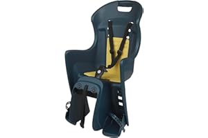 DIEFFE CYCLING ACCESSORIES DIEFFE 8630500035 - Siège Arrière Bikey Cool Elm pour Vélo avec Roues de 26'' à 29'' Convient aux Enfants de 9 à 22 Kg avec ancrage Facile sur Le Porte-Bagages en Couleur Bleu Denin/Jaune