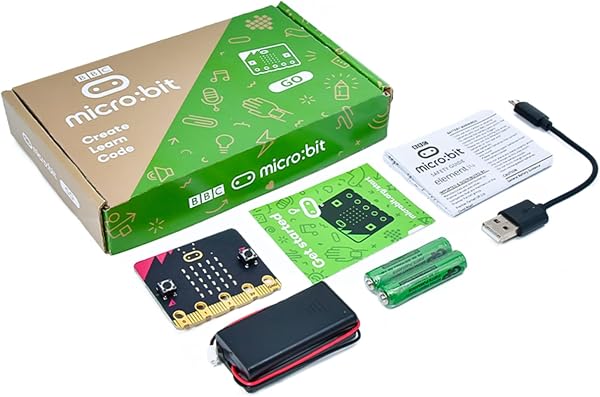 KEYESTUDIO BBC Micro:bit V2.2 Go con Caja de batería, Microbit V2, detección de Movimiento, brújula integrada y Bluetooth, Patrones Animados y Botones programables - 1