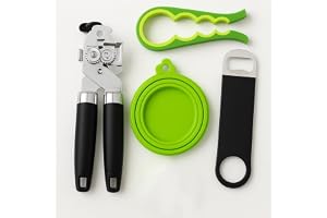 NAKOSITE konservöppnare [4-i-1 set] inkl. flasköppnare + glasöppnare silikon burklock