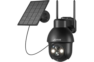 ANRAN 2K Solar Security Camera Outdoor Wireless WiFi, 360° CCTV Camera Outdoor, PIR Motion Detection, Sound-Lights Alarm, Outside Camera with Night Vision, 2-way Audio, Works with Alexa, Q3 Black