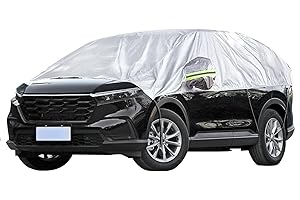WOEJGO Halbgarage Auto Winter, Car Windshield Snow Cover, Abdeckplane wasserdichte Autoabdeckung Halbe Autoplane Frontscheibenabdeckung, Protects Your Windshield and Roof (SUV)
