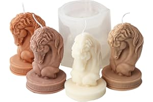 JS MOLD Moule à bougie en silicone 3D Tête de cheval Statue Moule à bougie DIY Moule en silicone Moules à bougies Moules à verser pour le bricolage, ornements de la maison