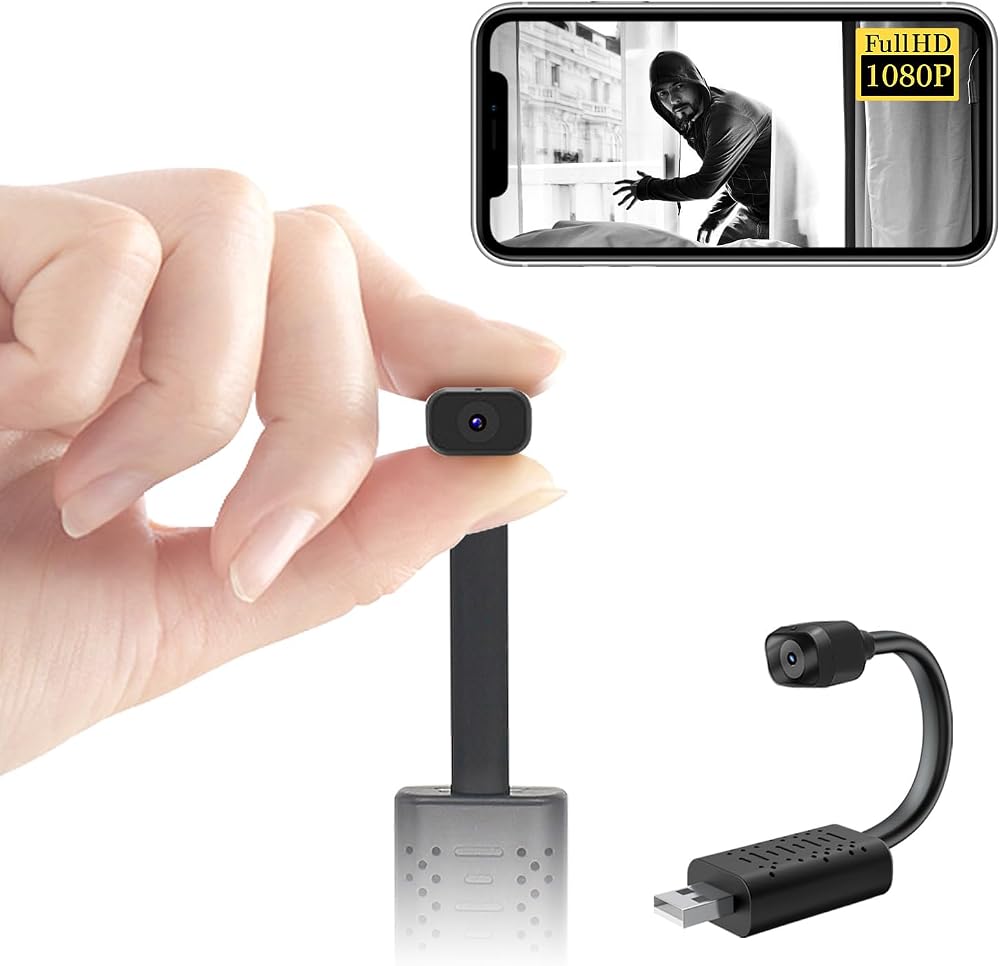En Küçük Kablosuz WiFi USB Kamera, HD1080P Mini Casus USB Kamera, Bebek Monitörü, Video Kaydı Canlı Beslemeli Dadı Kamerası, Gece Görüşü, Hareket Algılama, iOS Android APP ile Güvenlik için Bulut