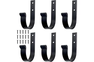 Gekamoyue Perchero, 6 Ganchos de Abrigo Negro, Ganchos Percheros de Pared con Tornillos, Gancho Pared para Entrada, Cocina, Baño (Negro)