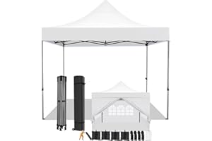 COBIZI Carpa Plegable 3x3 con Pared Lateral,Impermeable Carpa Plegable,Carpas para Exteriores Pergola,Cenadores para Jardin Fiesta Camping Playa (3 por 3m Blanco)