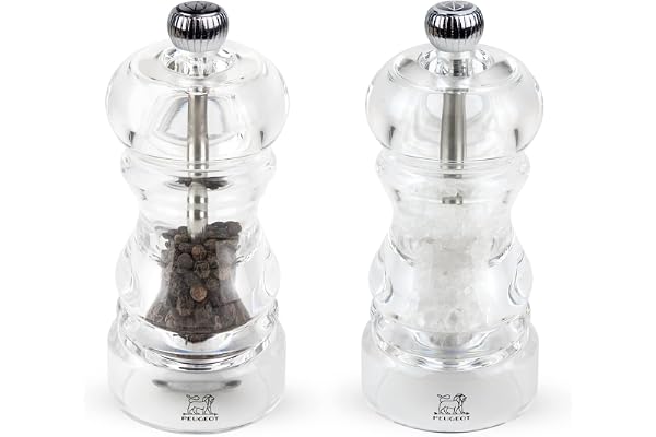 Peugeot – Nancy manuell salt- och pepparkvarn-set – justerbara kvarnar – akryl, klar, 12 cm