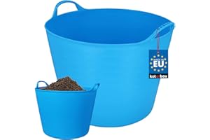 KOTARBAU® Auge en Caoutchouc Élastique 42L Seau Turquoise Fluo avec Poignées de Transport Panier de Jardin Universel et Flexible