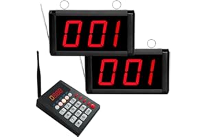 CYSSJF Pantalla su Turno Sistema de llamadas de cola inalámbrico Buscapersonas - Tome un número Sistema de números en espera Sistema de números de clientes para restaurantes(1 teclado +2 pantallas)