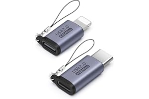 HAUXGOGO Adattatore da USB-C a Lightning (Set da 2), Trasferimento Dati e Conversione Interfaccia, Ricarica - Grigio