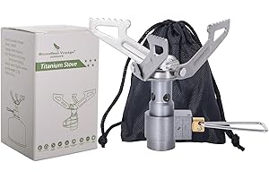 iBasingo Hornillo de gas de camping de 2700 W, mini cocina de aleación de titanio, estufa de gas, quemador portátil, horno de bolsillo ultraligero, utensilios de cocina para exteriores, solo 26 g