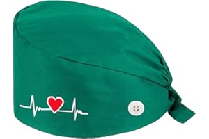CYNOSURETECH 1 Piece Nurse Cap, Doctor Headgear, Adjustable Surgical Cap, Pure Cotton Button Cap, Health Protection Work Cap, Suitable for Hospitals, Real, Health Centers (Green)