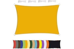MENGH Sonnensegel Wasserdicht Rechteck, wetterbeständig, Premium Polyester, Viele Längen und Breiten Zur Auswahl inkl Befestigungsseile, Rechteckig 2x2m Mango Gelb