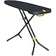 Joseph Joseph Glide Plus Large Ironing Board 135 x 45cm with Compact Adjustable Legs and Integrated Heat Resistant Steam Iron Rest, Anti-drip super absorbent Cotton cover, Black/Blue