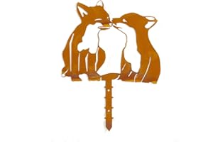 ‎GZLVSOW GZLVSOW Cortenstahl Gartendekoration Rostiges Gartenvlies Rostige Gartentierdekoration Rostige Gartendekoration (Füchse)