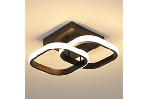 Osairous Plafonnier LED Moderne Noir, Lampe de Plafond Chambre Carré 2135LM, Luminaire Plafonnier en Acrylique pour Salon Cuisine Couloir, Lumière Blanche Chaude 3000K, 29CM