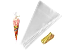 AZWOOD Bolsas de caramelo, 100 unidades, Reutilizable, Plástico, Gancho y bucle, Transparente, Bolsas de almacenamiento de alimentos de 16x30 cm