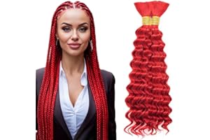 Tuheerst Pre Stretched Braiding Human Hair #Red Color Deep wave 50g/Bundle Total 100g Unprocessed No Weft Boho Braids Human Hair Extension 26 26 Inch