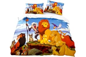 SENTUBILA Lion King Bed Linen 135 x 200, Children's Bedding Sets, Simba Duvet Cover and Pillowcase 80 x 80 cm, Children's Gift Lion King (B, 220 x 240 cm + 80 x 80 cm)