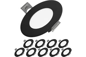 ‎ECD GERMANY ECD Germany 10er Pack LED Panel Einbaustrahler 3,3W, Rund Ø85x30 mm, Neutralweiß 4000K, Schwarz, 275 Lumen, Flach, Ultraslim, Wasserdicht IP44, Deckenstrahler Deckenleuchte Einbauleuchten Spot Lampe