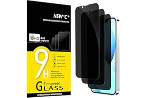 NEW'C Lot de 3, Verre Trempé Anti-Espion pour iPhone 13 Mini (5,4 Pouces), Angle de Confidentialité 35 Degrés Équilibré avec Protection des Yeux, Dureté Ultra-Résistante 9H, Sans Bulles