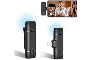 FIYAPOO Microfono Lavalier Wireless per iOS, Professionale 2,4 GHz,plug-play, Mini Lapel Mic per registrazione smartphone audio/Vlog/interviste/Live Stream YouTube/Facebook/Tiktok(LM1)