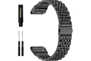 EZMVZKU 22mm QuickFit Metall Armband für Garmin Fenix 7/7 Pro/6/6 Pro/Fenix E/Fenix 8 AMOLED 47mm, Edelstahl Ersatzarmband für Fenix 5/5 Plus/Forerunner 965 955 945 935/Approach S62/Quatix 7