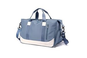 sotirsvs Bolsa Deporte Hombre y Mujer con Compartimento Zapatos y Bolsillo Húmedo,Bolsa de Viaje de Mano,Fin de Semana Travel Duffle Bag,Impermeable Gran Capacida Lightpurple Blue