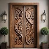 Premium Sagwan Wood Double Door by MUSA KAZIM – Handcrafted Sun Design ...