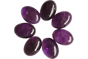 Manekieko 7 Pcs Natural Amethyst Oval Cabochons Flatback Crystal Stone Gemstones Beads for Jewelry Making DIY,18x13mm