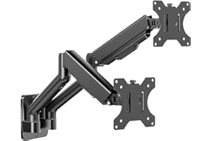 IMtKotW Monitor Wandhalterung 2 Monitore für 17-32 Zoll Flach & Curved Bildschirme, 9kg/arm, Ergonomisch Höhenverstellbar neigbar/schwenkbar und drehbar, VESA 75x75/100x100 Monitorhalterung Wand