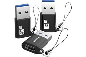 Omivine USB 3.0 to USB-C Adapter, 3 Pack Type-C Female to USB-A Male 5G bps Data Sync Adapter with Lanyard, USB A to USB C Converter for Phone/Laptop/Car/Power Bank/Hubs/Headphone/Mic/Sound Card, ect