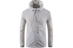 Gefomuofe Chubasquero para hombre, impermeable, transpirable, a prueba de viento, chaqueta funcional para exteriores, chaqueta de senderismo, chaqueta softshell con capucha extraíble, chaqueta para