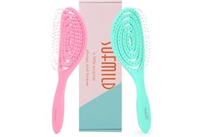 SOFMILD Hair Brush, 2 Pcs Detangling Brush 100% Bio-Friendly Detangler Brush with Soft Bristles for Curly, Straight, Black Natural, Women, Men, Kids Wet and Dry Hair, Glide Through Tangles Knots with Ease