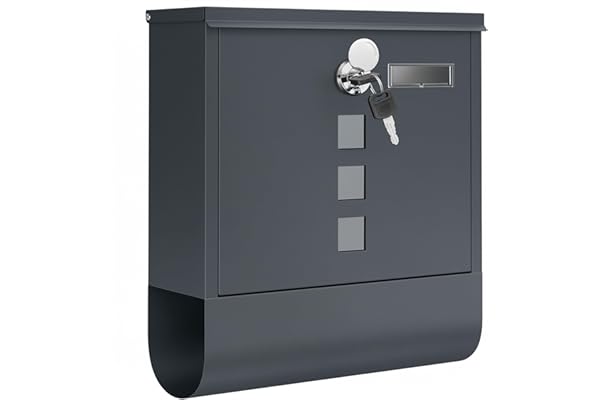 SONGMICS Boîte aux Lettres Murale, avec Serrure avec Couvercle Rotatif, Fenêtre de Visualisation, Porte-nom, Compartiment à Journaux, Montage Facile, 10 x 30,8 x 33,8 cm, Gris Anthracite GMB20AG