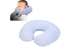 HFYMXNB Cojín para bebé para niños,de Viaje de Elasticidad en Forma de U,Almohada para niños para Cama, Cochecito de Bebé, Asiento de Coche,Azul