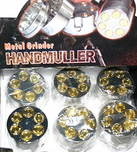 Revolver Gun Bullet Cylinder Shap Metal Pollen Herb Spice Grind Grinder with Gift Box
